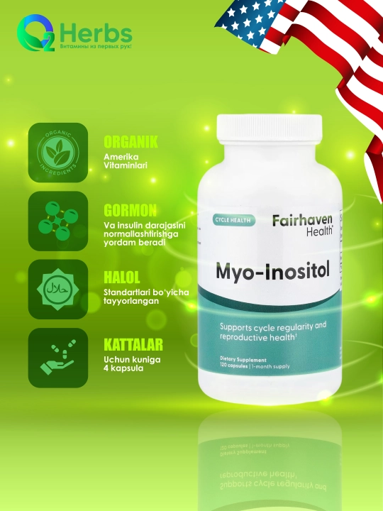 Myo-Inozitol, Fairhaven Health, 120 kapsulalar - 