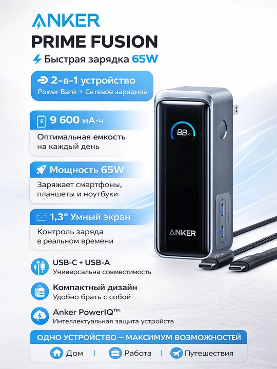 Anker Prime Power Bank 9.6K, 65W, Fusion