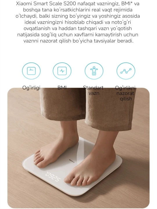 Smart tarozi Xiaomi Mi Smart Scale S200, global versiya