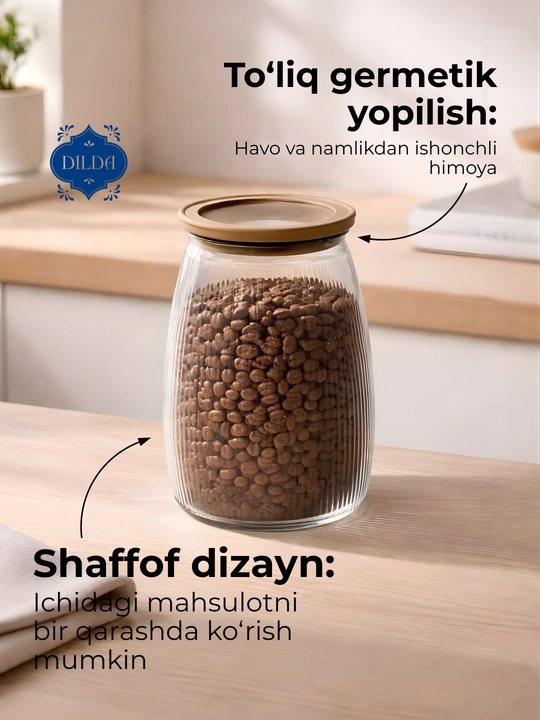 Контейнеры для сипучих продуктов, банка стекло квадрат и круглая, 1 штук