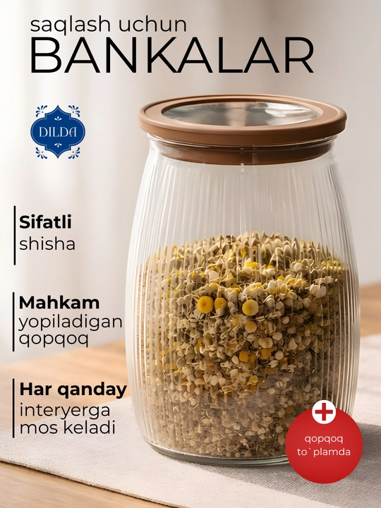 Don uchun idishlar, tortburchak, dumaloq konteyner, saqlash uchun banka, shisha idish - 