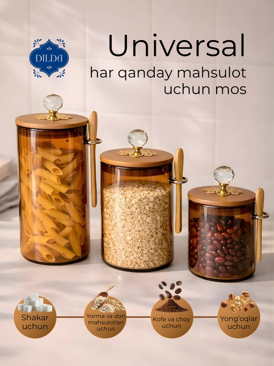 Контейнеры для сипучих продуктов, банка стекло квадрат и круглая, 1 штук