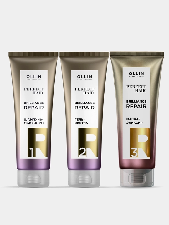 OLLIN perfect hair Набор для восстановления волос, шампунь, гель, маска, 3 продукта
