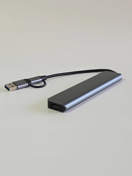 USB-C HUB 8 tasi 1 da, USB 3.0 adapter, TF SD kart o‘quvchi, 3.5 mm audio, alyuminiy