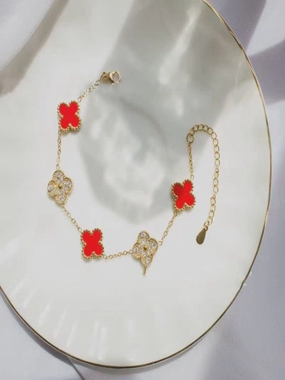 Браслеты для женщин и девушек Van Cleef, не меняет цвет и не темнеет — HOMEPRI-БРАСЛЕТ-АЛЫЙ