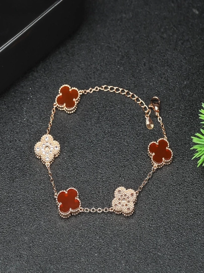 Браслеты для женщин и девушек Van Cleef, не меняет цвет и не темнеет — HOMEPRI-БРАСЛЕТ-КРАСН