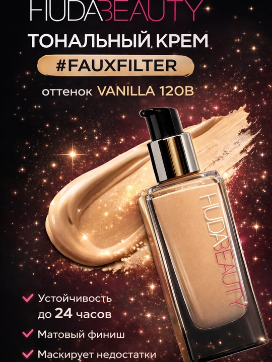 Тональный крем Huda Beauty матовый, с высоким покрытием, скрывает несовершенства