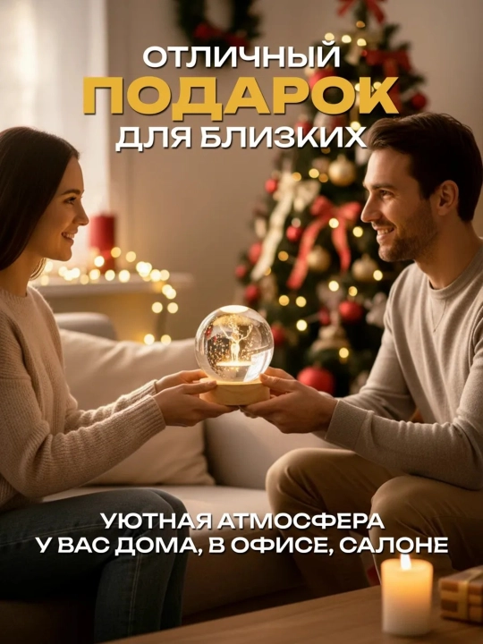 3D Хрустальный шар-ночник, антистресс, настольный стеклянный светильник