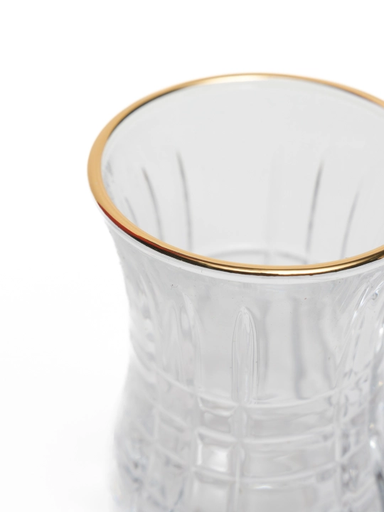 Deli Glass likopchalari bilan shisha choy stakanlari to‘plami, 12 ta buyum (110 ml)