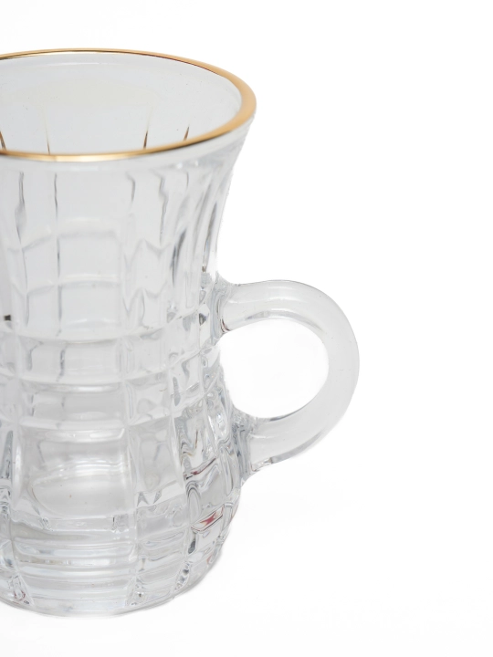 Deli Glass likopchalari bilan shisha choy stakanlari to‘plami, 12 ta buyum (110 ml)
