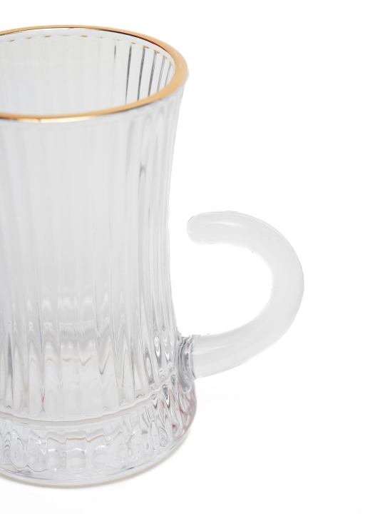 Deli Glass likopchalari bilan shisha choy stakanlari to‘plami, 12 ta buyum (110 ml)