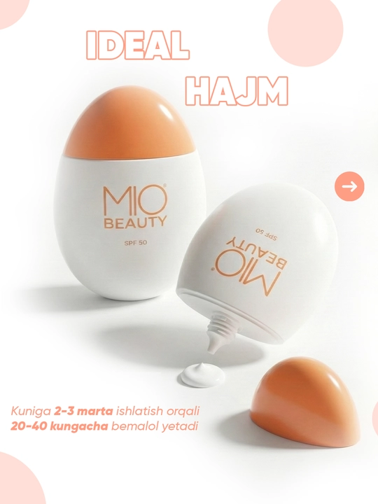 Quyoshdan himoyalovchi krem, SPF 50, MIO BEAUTY