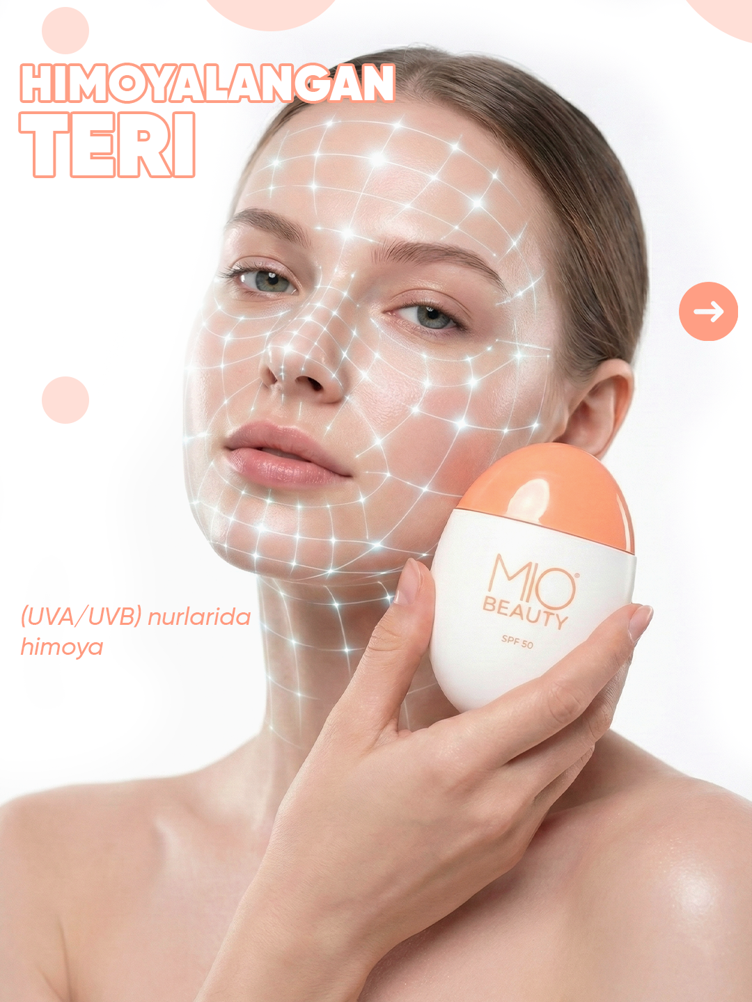 Quyoshdan himoyalovchi krem, SPF 50, MIO BEAUTY