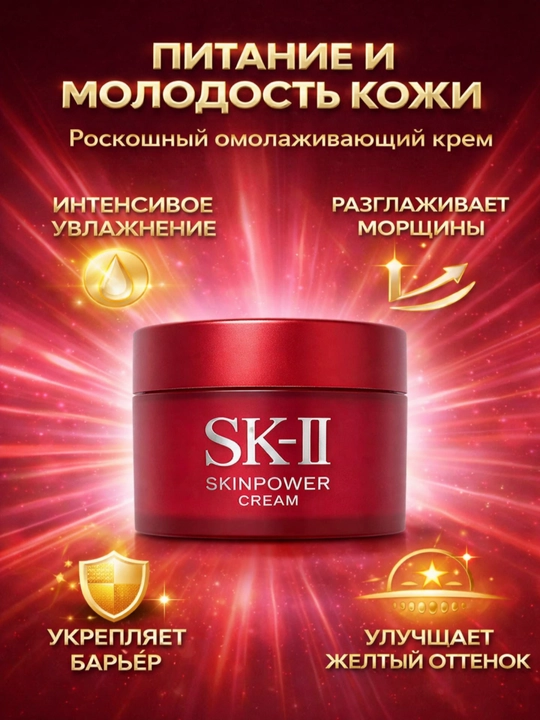 Крем для кожи и лица, увлажняющий, успокаивающий крем SK-ll Skin Power Cream 15 гр