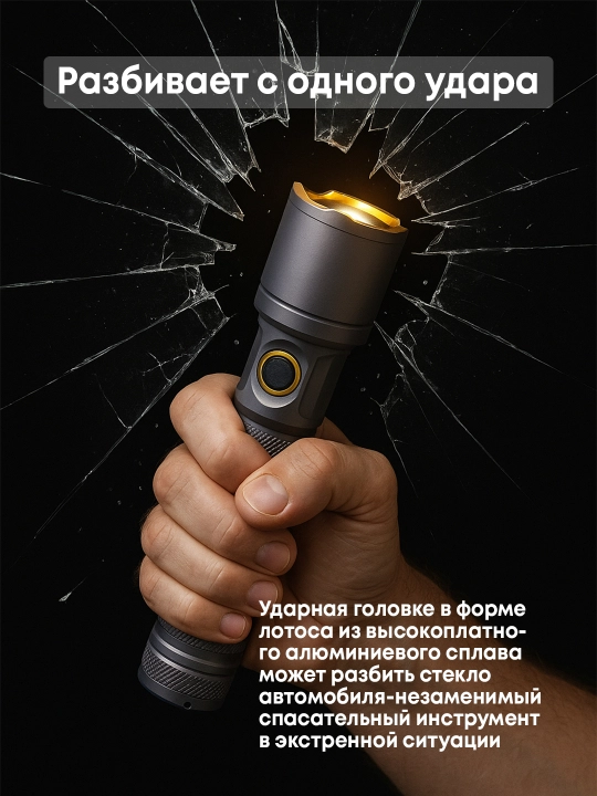 Многофункциональный LED фонарь, USB/Type-C, перезаряжаемый