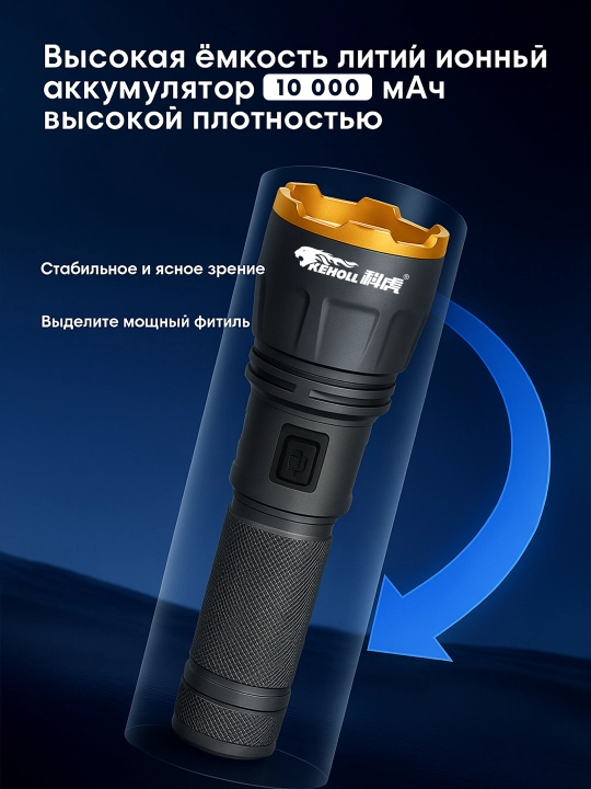 Ko‘p funksiyali LED fonar, USB/Type-C, qayta zaryadlanuvchi