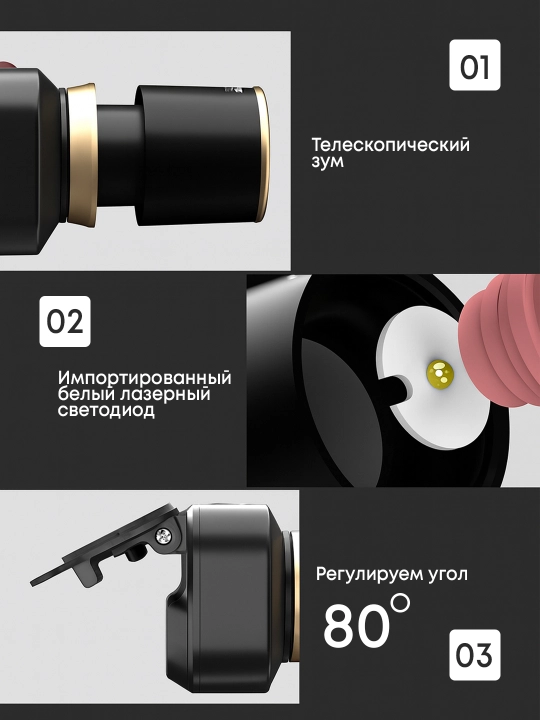 Налобный LED фонарь, лёгкий и удобный - 