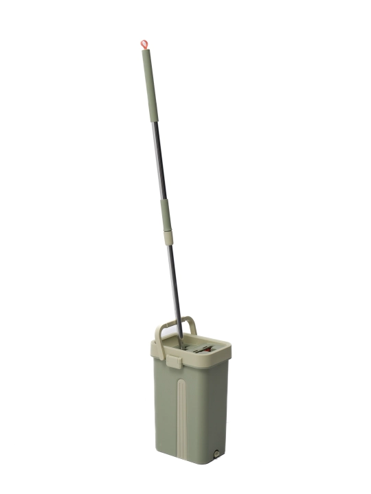 Siqish uchun chelakli yassi shvabra + 2 ta nasadka (zaytun rang)