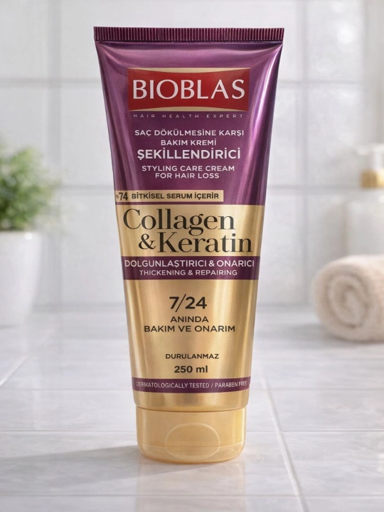 BIOBLAS kollagen va keratin soch kremi. Yuvishni talab qilmaydi - 