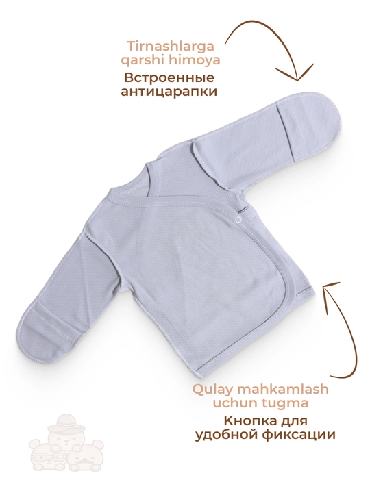 Комплект одежды для новорождённых: распашонка, ползунки, чепчик и слюнявчик