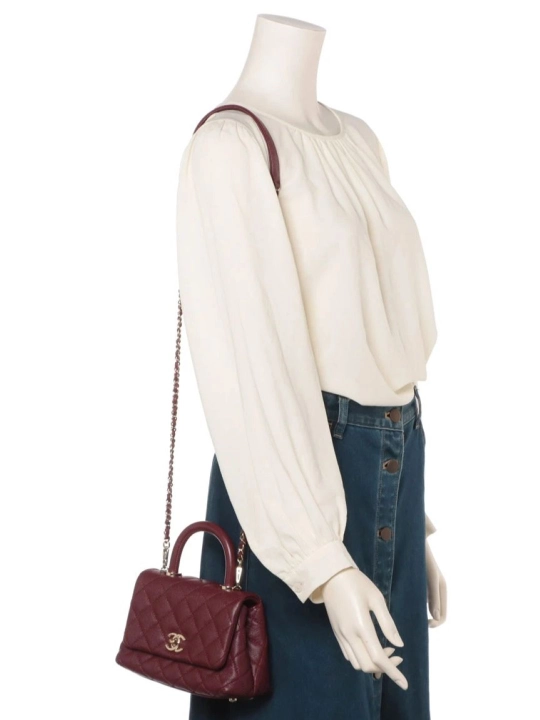 CHANEL Coco Bag, Ayollar uchun mini sumka, kvadrat tikuvli, qo‘lga tutqichli