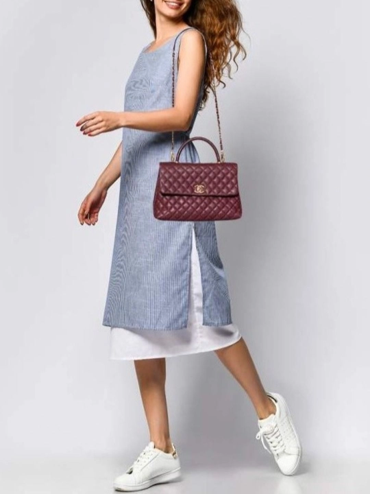 CHANEL Coco Bag, Ayollar uchun mini sumka, kvadrat tikuvli, qo‘lga tutqichli