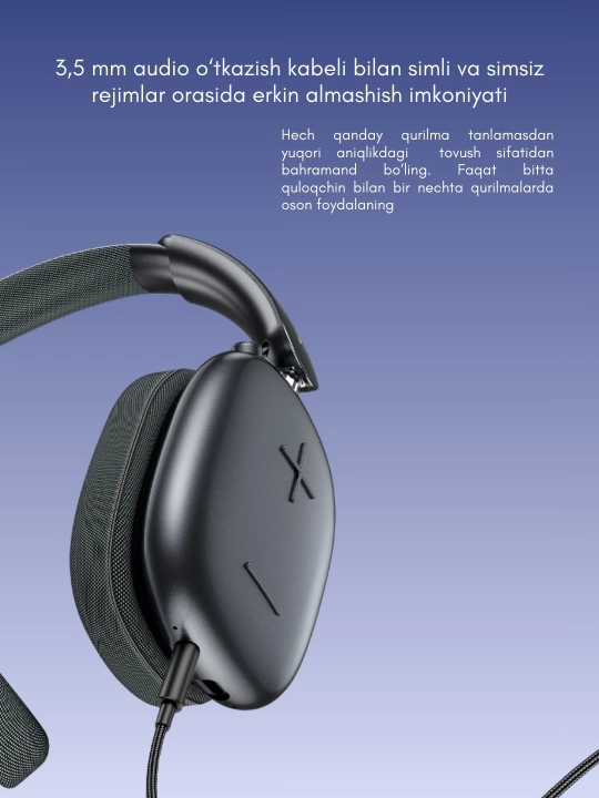 Yesido EP10 simsiz Bluetooth va simli HiFi ovozli garnitura - Black-EP10