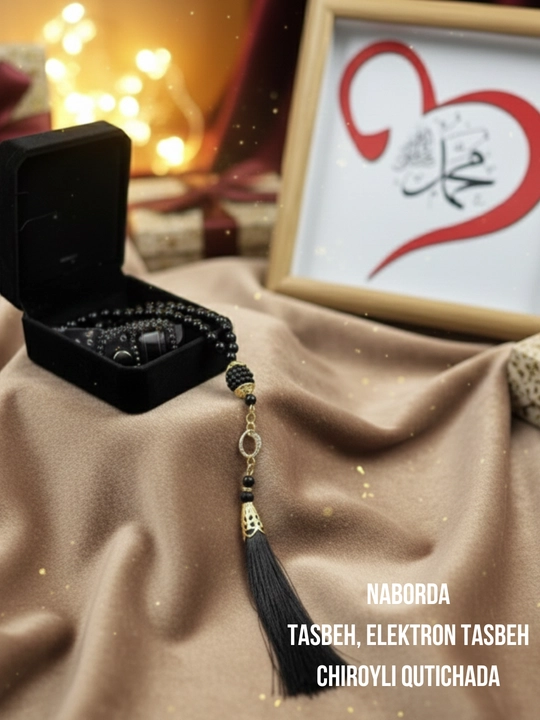 Zikr uchun to‘plam: tasbeh + elektron tasbeh, sovg‘a qutisida - 