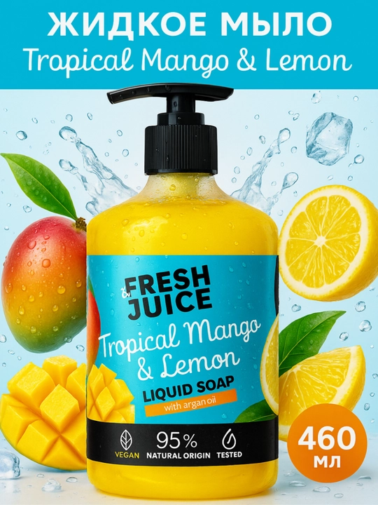 Жидкое крем-мыло, разные ароматы, для рук и тела, 460 мл, Fresh Juice - 