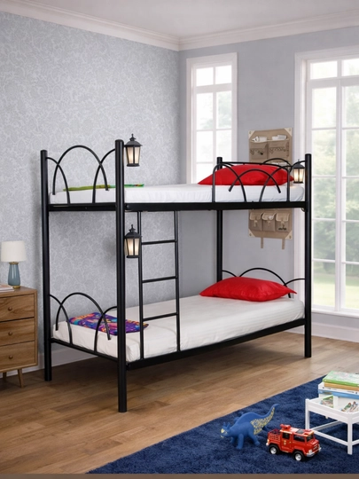 Металлическая двухъярусная кровать Loft (усиленная) — LEBEMП-LOFT2-ЧЕРН