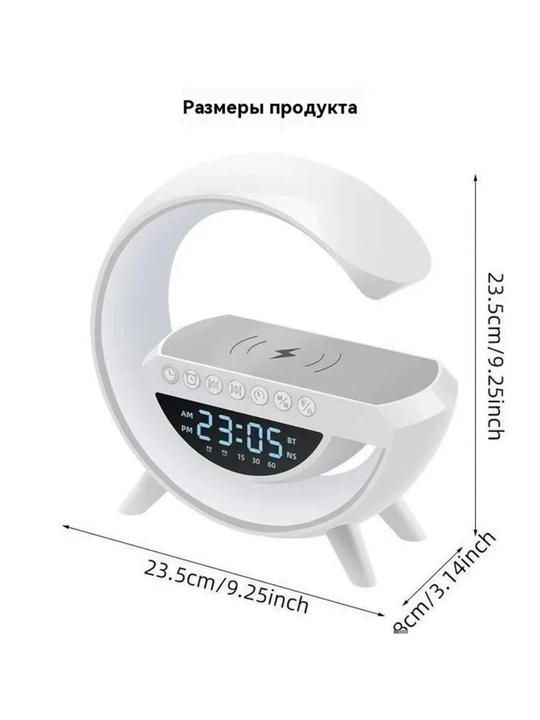 Bluetooth колонка с беспроводной зарядкой и LED часами mini3401  - 