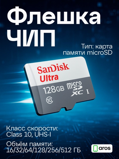 SanDisk Ultra microSD karta 16/32/64/128/256/512 GB — tez va ishonchli
