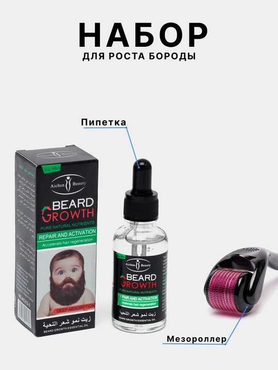 Soqol va soch o‘sishi uchun Beard Growth moyi, minoksidil ta’siri - 