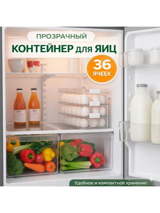 Прозрачный контейнер для яиц, 36 ячеек