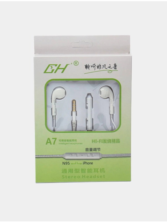 iPhone, Samsung, Xiaomi, Redmi uchun mikrofonli GH A7 simli quloqchinlar - 