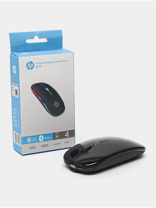 HP W10 simsiz sichqonchasi — Bluetooth orqali ulanadi, Type-C orqali zaryadlanadi