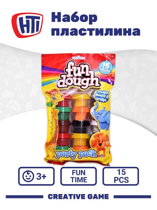 HTI Plastilin to‘plami 15 Pot Party Pack of Dough - 