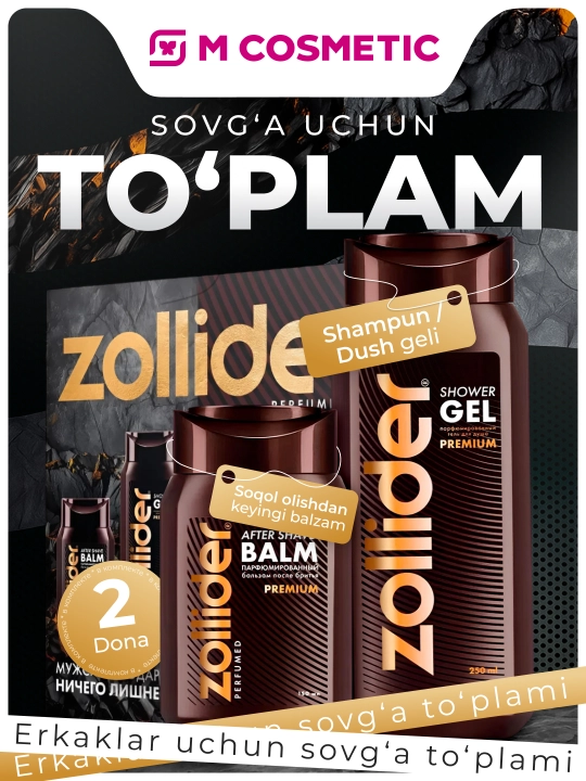ZOLLIDER sovg‘a to‘plami Dush uchun xushbo‘y gel 250 ml + soqol olgandan keyingi balzam 150 ml