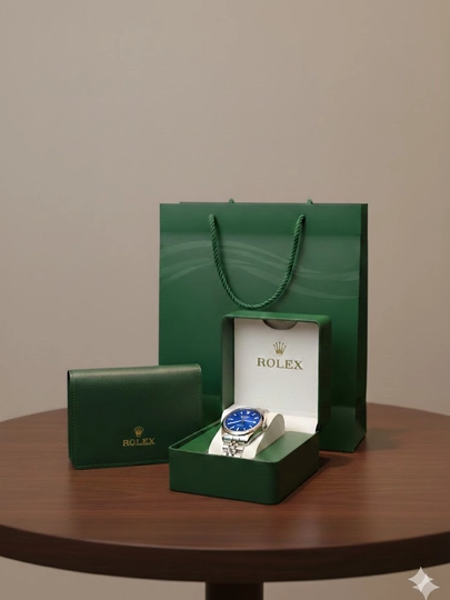 Женские классические часы Rolex — полный подарочный комплект — LWATCHS-00W0210-СИНИЙ