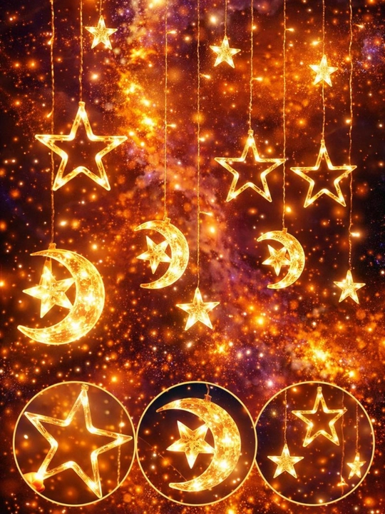 Ramazon, EID, uchun LED girlyandiya svetlari bezaklar, oy va yulduz, 3 metr.20 ta chiroq