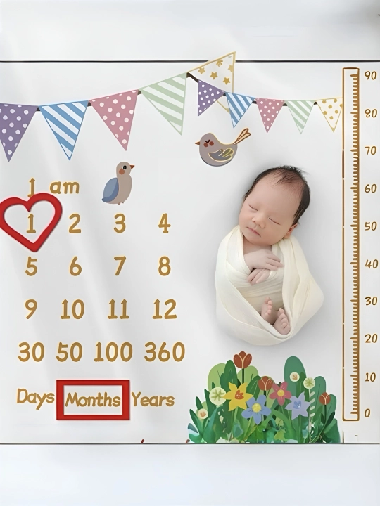 Детский фотофон для фотосессии, фотозона, фотофон для младенцев с цифрами месяцев