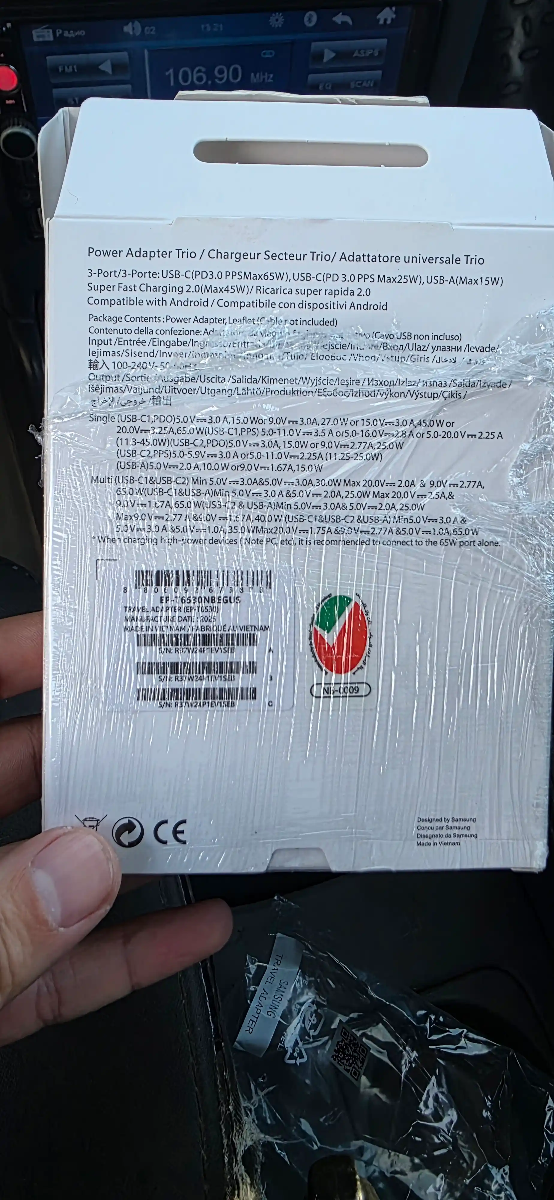 Zaryadlovchi qurilma Samsung 65W Type-C kabeli bilan 