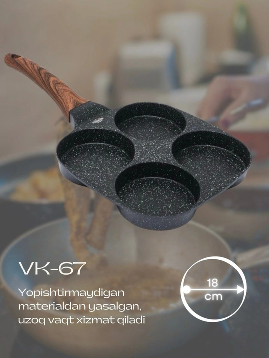 4 bo‘limli yopishmaydigan qovurish tova (pankeyk va tuxum uchun) - 