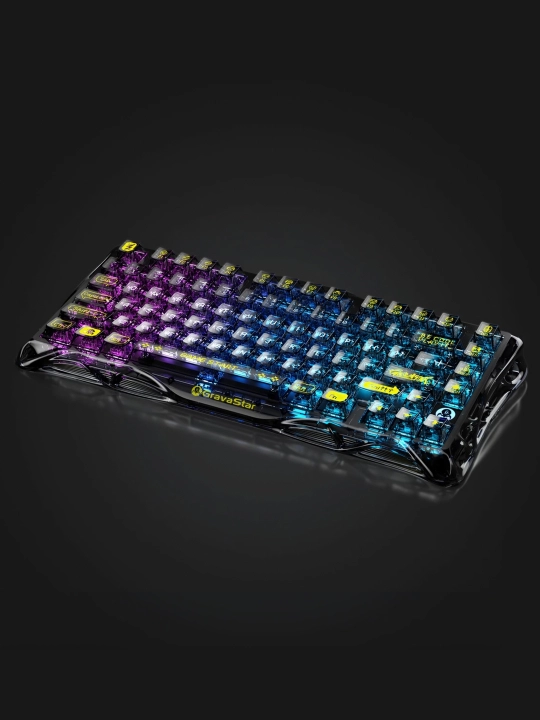 O‘yin uchun mexanik klaviatura GRAVASTAR Mercury K1 Lite — Transparent Black