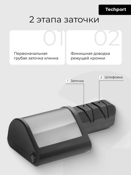 Точилка для ножей, электрическая, с алмазными дисками, 2 этапа