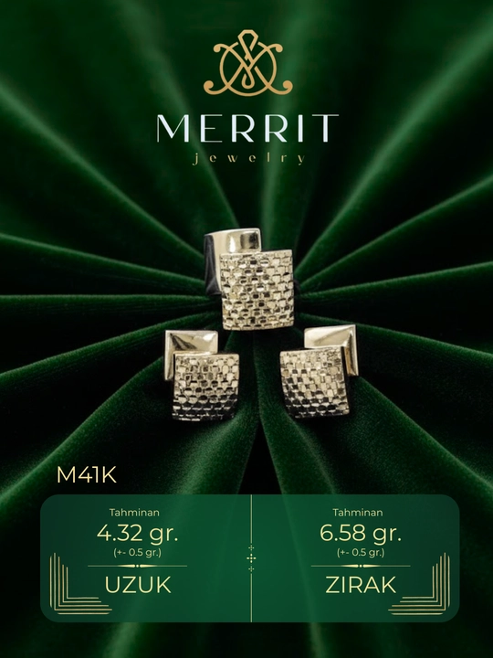 Ayollar uchun oltin uzuk va zirak to'plami, MERRIT SET1, - 