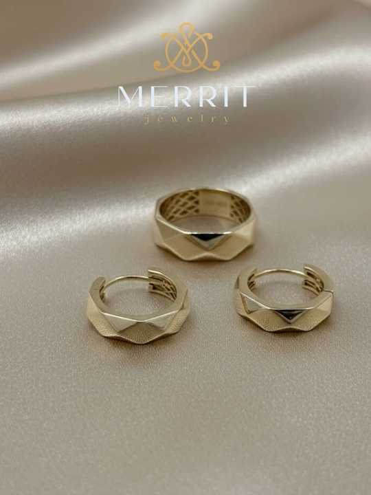 Ayollar uchun oltin uzuk va zirak to'plami, MERRIT SET1,
