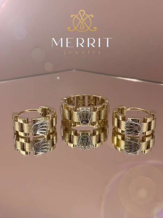 Ayollar uchun oltin uzuk va zirak to'plami, MERRIT SET1,
