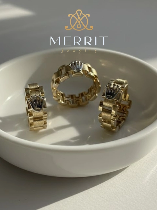 Ayollar uchun oltin uzuk va zirak to'plami, MERRIT SET1,