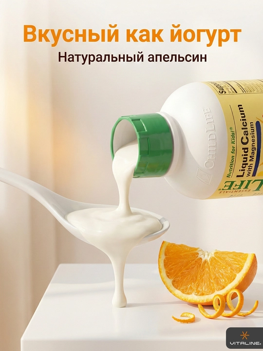 ChildLife, жидкий кальций с магнием для детей, вкус апельсина, 473 мл